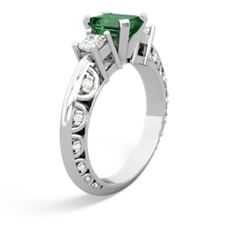 Lab Emerald Art Deco Diamond 7X5 Emerald-Cut Engagement 14K White Gold ring R20017EM