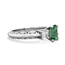 Lab Emerald Art Deco Diamond 7X5 Emerald-Cut Engagement 14K White Gold ring R20017EM