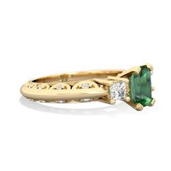 Lab Emerald Art Deco Diamond 7X5 Emerald-Cut Engagement 14K Yellow Gold ring R20017EM