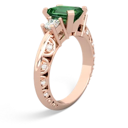 Lab Emerald Art Deco Diamond 8X6 Emerald-Cut Engagement 14K Rose Gold ring R20018EM