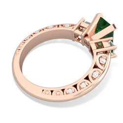 Lab Emerald Art Deco Diamond 8X6 Emerald-Cut Engagement 14K Rose Gold ring R20018EM