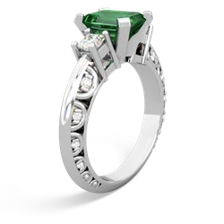 Lab Emerald Art Deco Diamond 8X6 Emerald-Cut Engagement 14K White Gold ring R20018EM