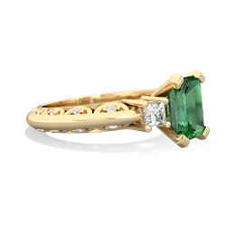 Lab Emerald Art Deco Diamond 8X6 Emerald-Cut Engagement 14K Yellow Gold ring R20018EM