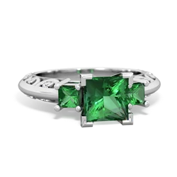 Lab Emerald Eternal Embrace Engagement 14K White Gold ring C2001