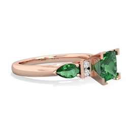 Lab Emerald 6Mm Princess Eternal Embrace Engagement 14K Rose Gold ring C2002