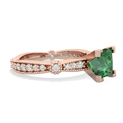 Lab Emerald Sparkling Tiara 6Mm Princess 14K Rose Gold ring R26296SQ