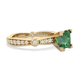 Lab Emerald Sparkling Tiara 6Mm Princess 14K Yellow Gold ring R26296SQ