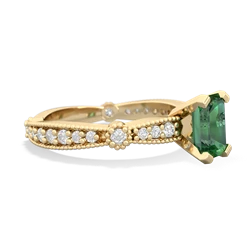 Lab Emerald Sparkling Tiara 7X5mm Emerald-Cut 14K Yellow Gold ring R26297EM