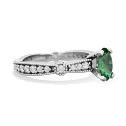 Lab Emerald Sparkling Tiara 7X5mm Oval 14K White Gold ring R26297VL