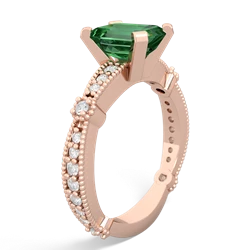 Lab Emerald Sparkling Tiara 8X6 Emerald-Cut 14K Rose Gold ring R26298EM