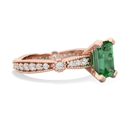 Lab Emerald Sparkling Tiara 8X6 Emerald-Cut 14K Rose Gold ring R26298EM