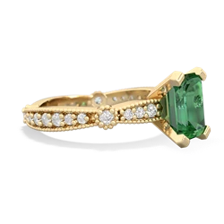 Lab Emerald Sparkling Tiara 8X6 Emerald-Cut 14K Yellow Gold ring R26298EM