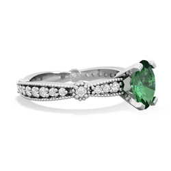 Lab Emerald Sparkling Tiara 8X6 Oval 14K White Gold ring R26298VL