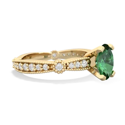 Lab Emerald Sparkling Tiara 8X6 Oval 14K Yellow Gold ring R26298VL