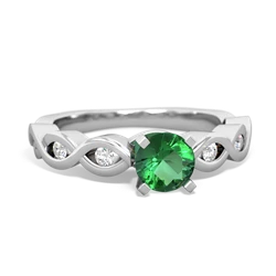 Lab Emerald Infinity 5Mm Round Engagement 14K White Gold ring R26315RD