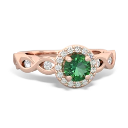 Lab Emerald Infinity Halo Engagement 14K Rose Gold ring R26315RH