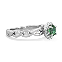 Lab Emerald Infinity Halo Engagement 14K White Gold ring R26315RH