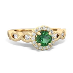 Lab Emerald Infinity Halo Engagement 14K Yellow Gold ring R26315RH