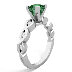 Lab Emerald Infinity 5Mm Square Engagement 14K White Gold ring R26315SQ