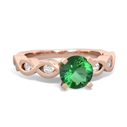 Lab Emerald Infinity 6Mm Round Engagement 14K Rose Gold ring R26316RD