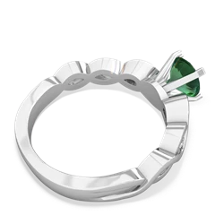 Lab Emerald Infinity 6Mm Round Engagement 14K White Gold ring R26316RD