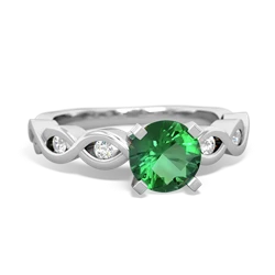 Lab Emerald Infinity 6Mm Round Engagement 14K White Gold ring R26316RD