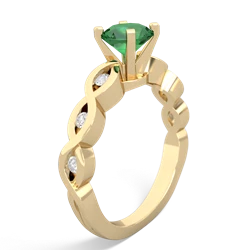 Lab Emerald Infinity 6Mm Round Engagement 14K Yellow Gold ring R26316RD