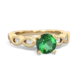 Lab Emerald Infinity 6Mm Round Engagement 14K Yellow Gold ring R26316RD