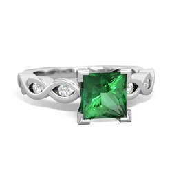 Lab Emerald Infinity 6Mm Princess Engagement 14K White Gold ring R26316SQ