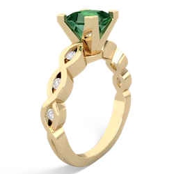 Lab Emerald Infinity 6Mm Princess Engagement 14K Yellow Gold ring R26316SQ