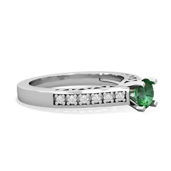 Lab Emerald Art Deco 14K White Gold ring R26355RD