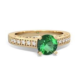 Lab Emerald Art Deco 14K Yellow Gold ring R26356RD