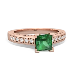 Lab Emerald Art Deco Engagement 5Mm Square 14K Rose Gold ring R26355SQ