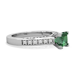 Lab Emerald Art Deco Engagement 5Mm Square 14K White Gold ring R26355SQ