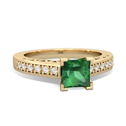 Lab Emerald Art Deco Engagement 5Mm Square 14K Yellow Gold ring R26355SQ