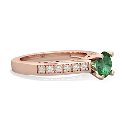 Lab Emerald Art Deco Engagement 6Mm Round 14K Rose Gold ring R26356RD