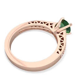 Lab Emerald Art Deco Engagement 6Mm Round 14K Rose Gold ring R26356RD