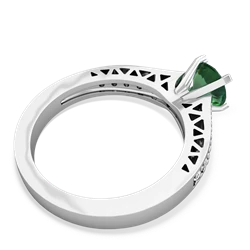 Lab Emerald Art Deco Engagement 6Mm Round 14K White Gold ring R26356RD