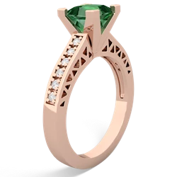 Lab Emerald Art Deco Engagement 6Mm Princess 14K Rose Gold ring R26356SQ