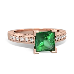 Lab Emerald Art Deco Engagement 6Mm Princess 14K Rose Gold ring R26356SQ