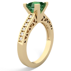 Lab Emerald Art Deco Engagement 6Mm Princess 14K Yellow Gold ring R26356SQ