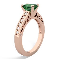 Lab Emerald Art Deco Engagement 7X5mm Emerald-Cut 14K Rose Gold ring R26357EM