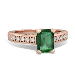 Lab Emerald Art Deco Engagement 7X5mm Emerald-Cut 14K Rose Gold ring R26357EM