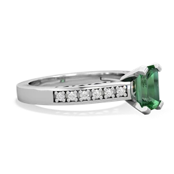 Lab Emerald Art Deco Engagement 7X5mm Emerald-Cut 14K White Gold ring R26357EM