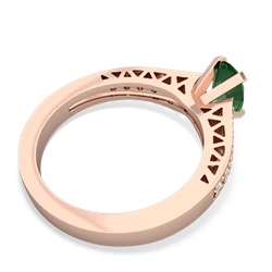 Lab Emerald Art Deco Engagement 7X5mm Oval 14K Rose Gold ring R26357VL