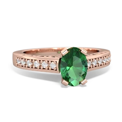 Lab Emerald Art Deco Engagement 7X5mm Oval 14K Rose Gold ring R26357VL