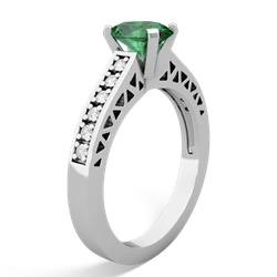 Lab Emerald Art Deco Engagement 7X5mm Oval 14K White Gold ring R26357VL