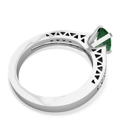 Lab Emerald Art Deco Engagement 7X5mm Oval 14K White Gold ring R26357VL