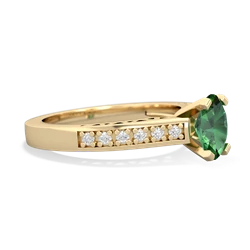 Lab Emerald Art Deco Engagement 7X5mm Oval 14K Yellow Gold ring R26357VL