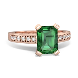 Lab Emerald Art Deco Engagement 8X6mm Emerald-Cut 14K Rose Gold ring R26358EM